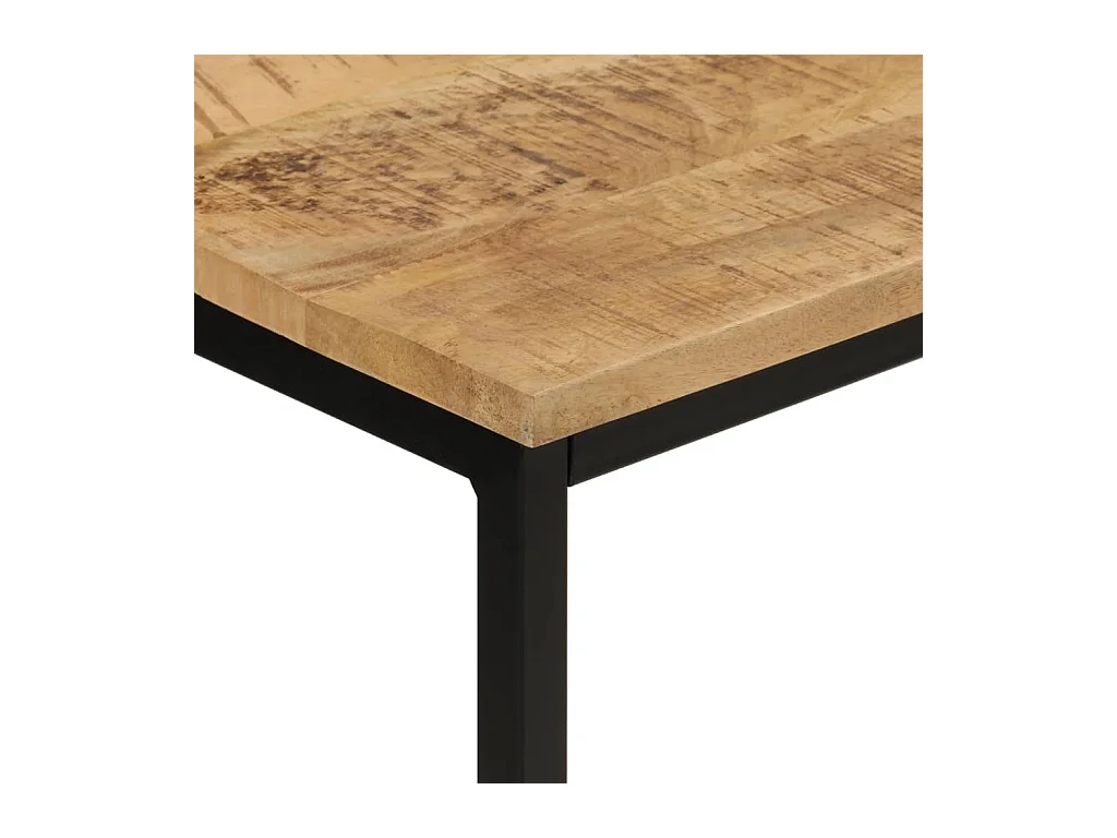 Mesa consola madera maciza mango rugosa y hierro 110x30x75 cm