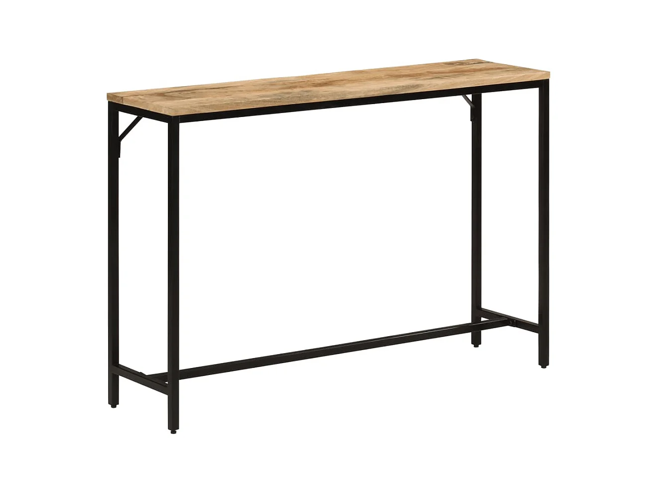 Mesa consola madera maciza mango rugosa y hierro 110x30x75 cm