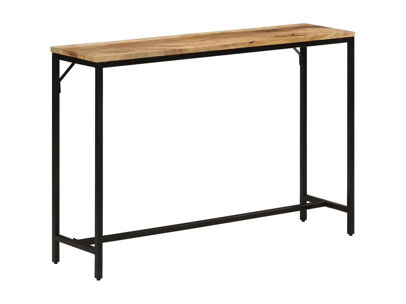 Table console 110x30x75 cm bois de manguier massif brut et fer