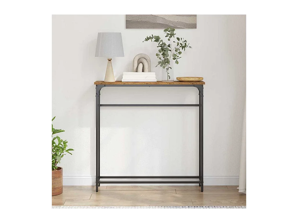 Table Console avec étagère Bois Ancien 75 x 19,5 x 75 cm