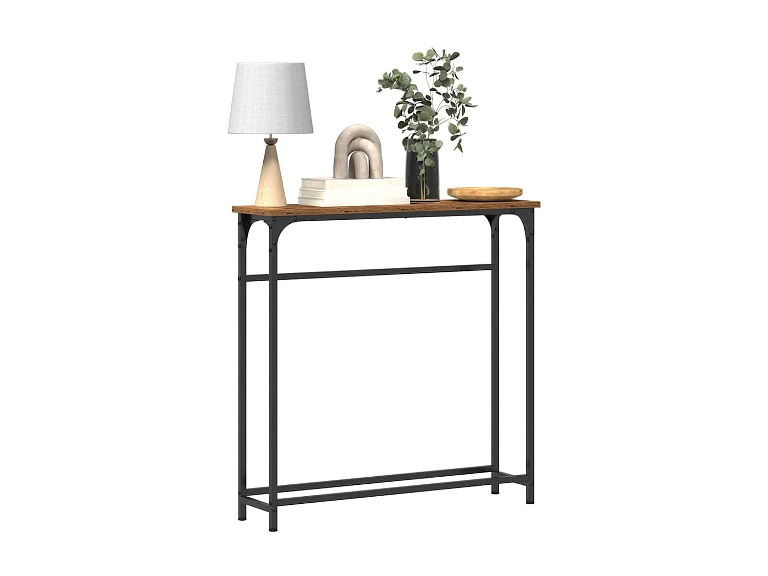 Mesa Console com prateleira Madeira Antiga 75 x 19,5 x 75 cm