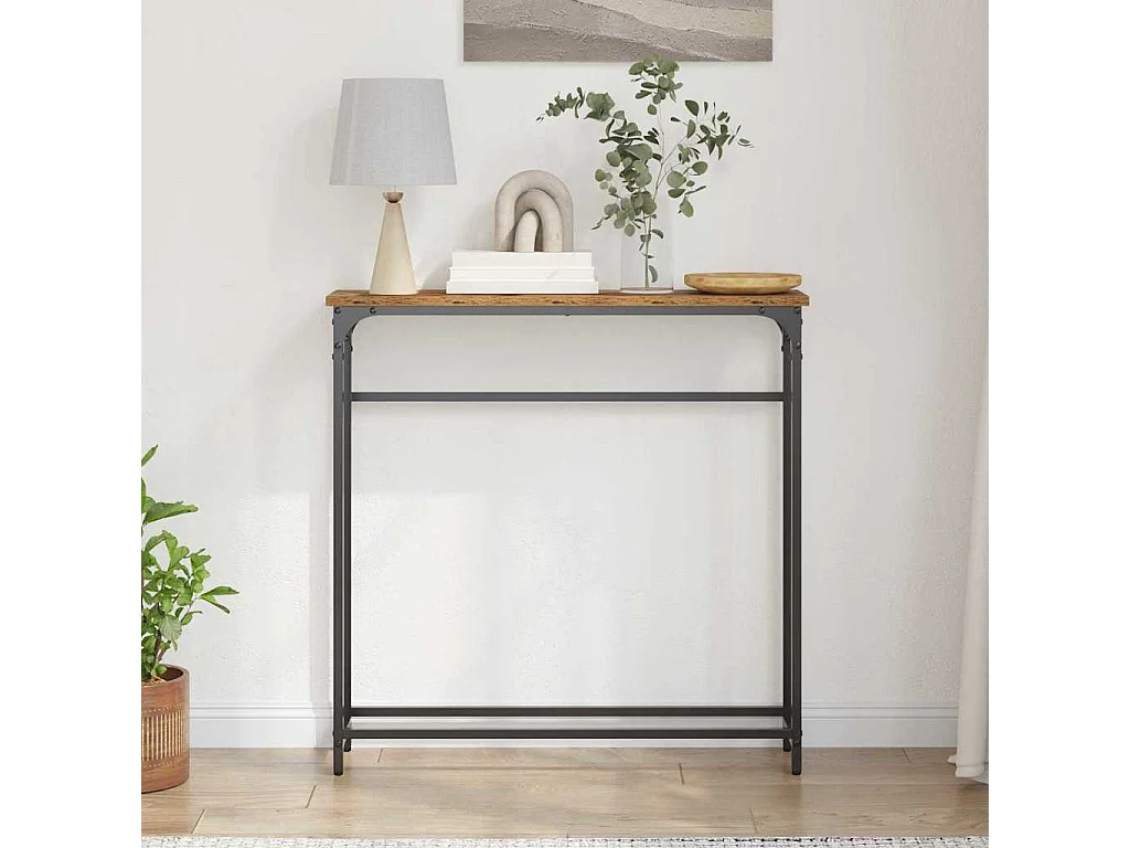 Mesa Console com prateleira Madeira Antiga 75 x 19,5 x 75 cm