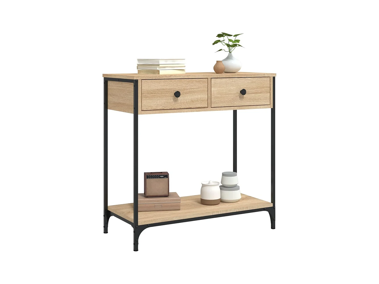 Mesa consola madera de ingeniería roble Sonoma 75x34,5x75 cm