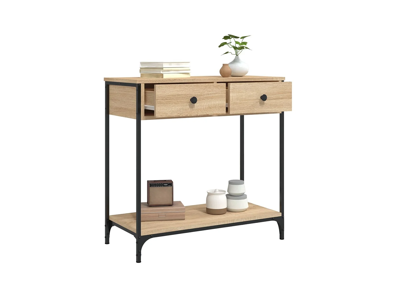 Mesa consola madera de ingeniería roble Sonoma 75x34,5x75 cm