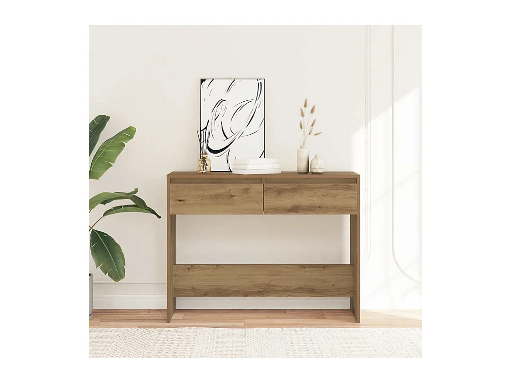 Mesa consola madera ingeniería roble artesanal 100x35x76,5 cm