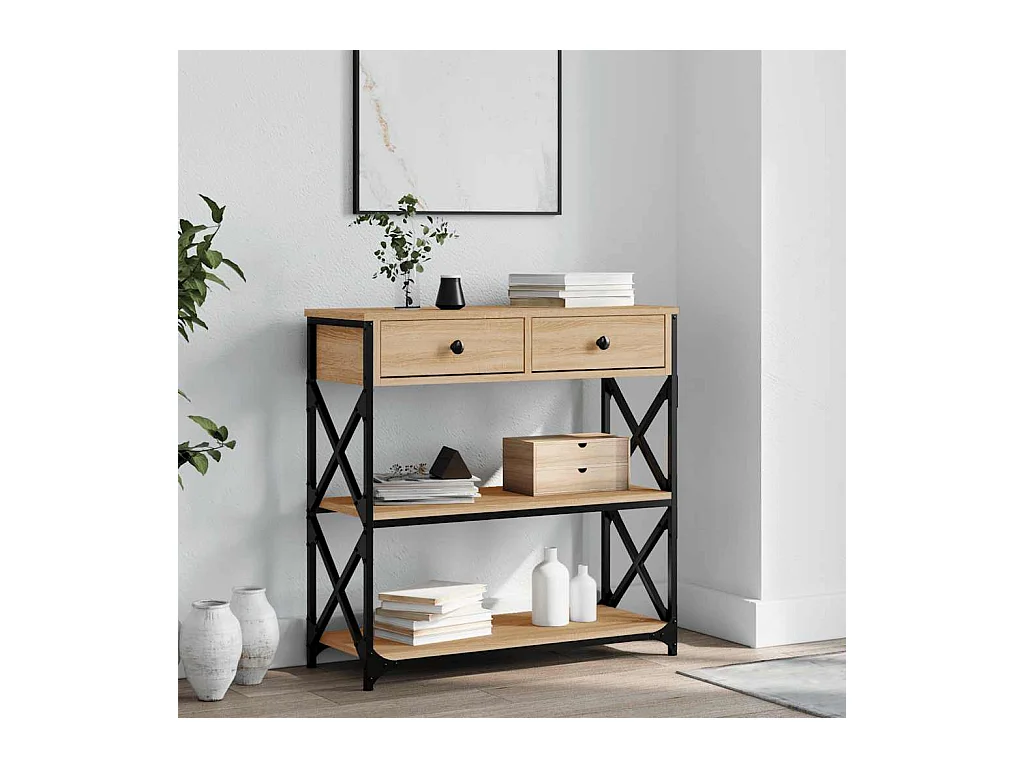 Mesa consola madera de ingeniería roble Sonoma 75x28x75 cm