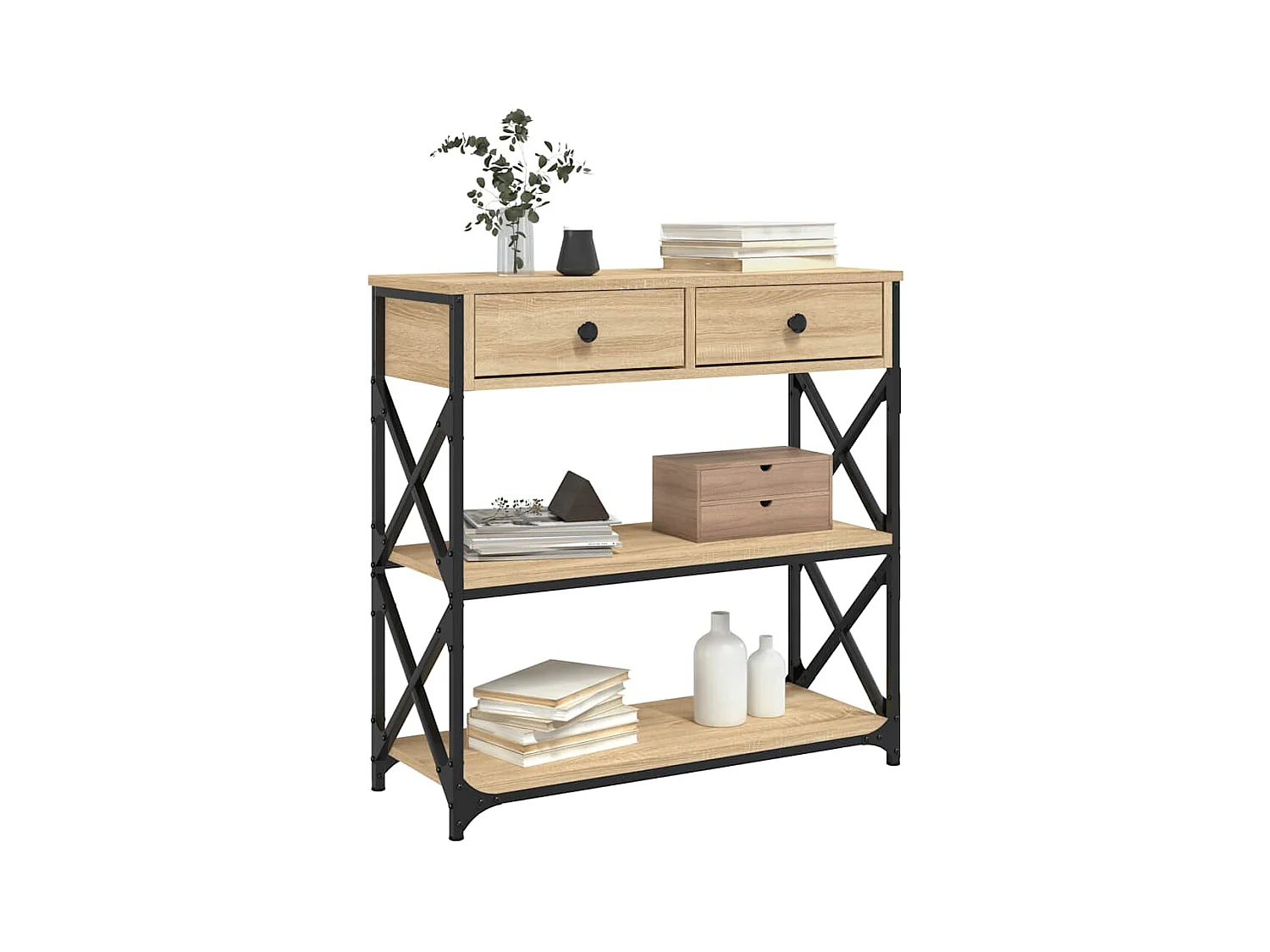 Mesa consola madera de ingeniería roble Sonoma 75x28x75 cm