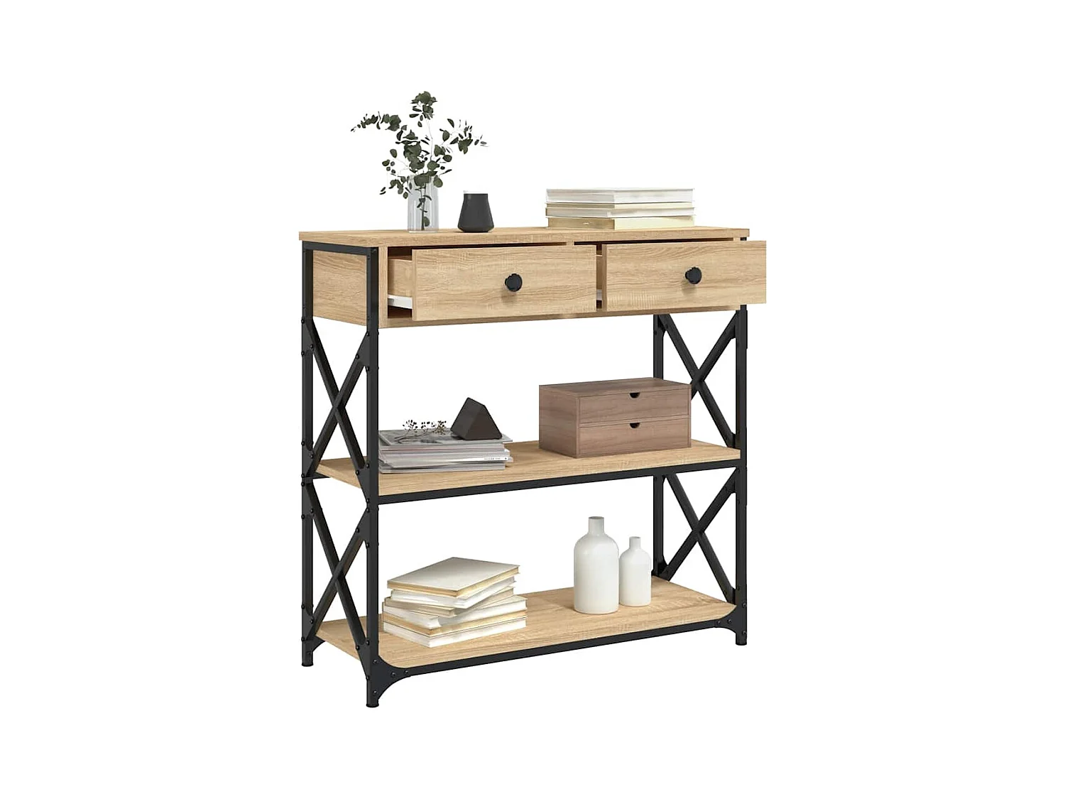 Mesa consola madera de ingeniería roble Sonoma 75x28x75 cm