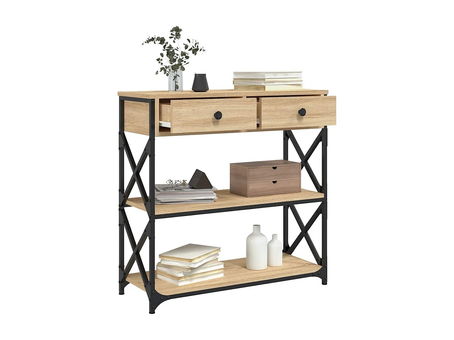 Table console chêne sonoma 75x28x75 cm bois d'ingénierie