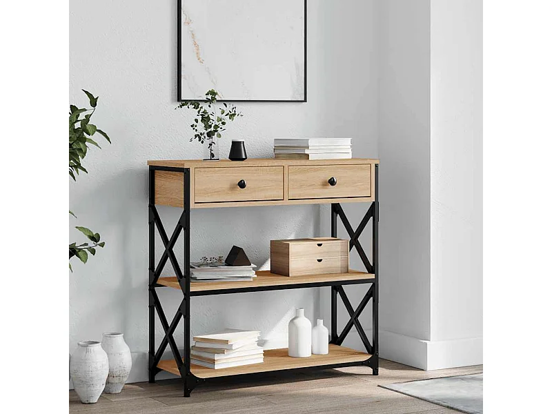 Mesa consola madera de ingeniería roble Sonoma 75x28x75 cm