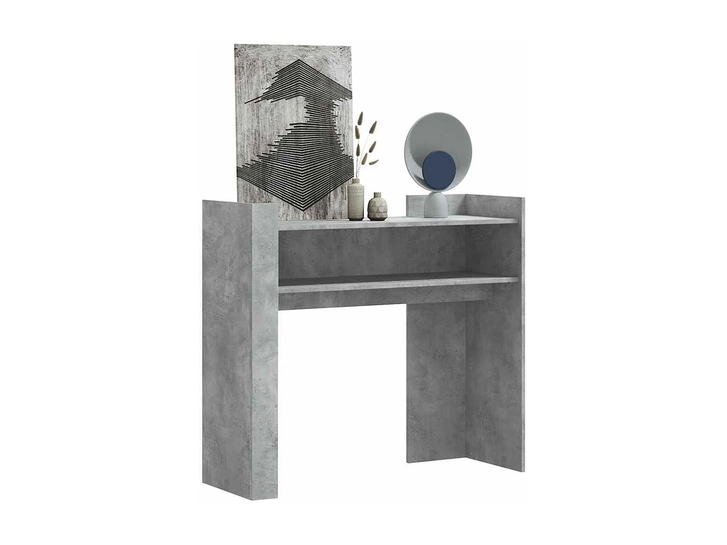 Table console gris béton 100x35x90 cm bois d'ingénierie