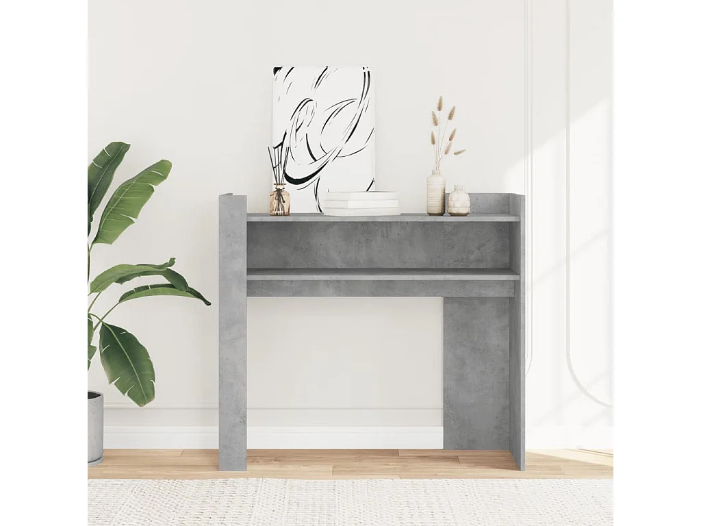 Table console gris béton 100x35x90 cm bois d'ingénierie