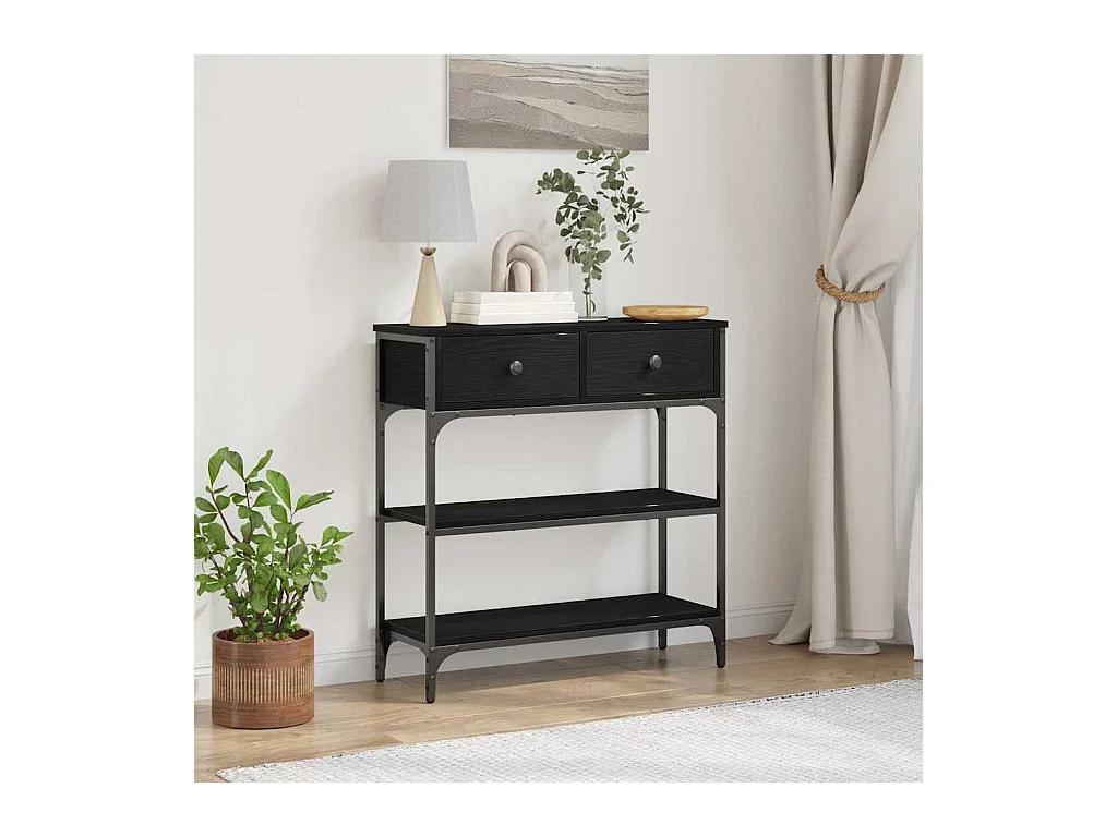 Table Console avec tiroir Chêne noir 72,5 x 25 x 75 cm