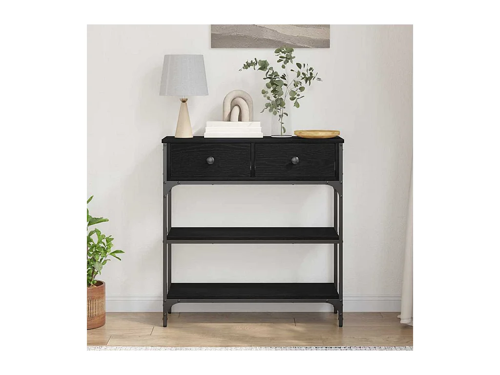 Table Console avec tiroir Chêne noir 72,5 x 25 x 75 cm