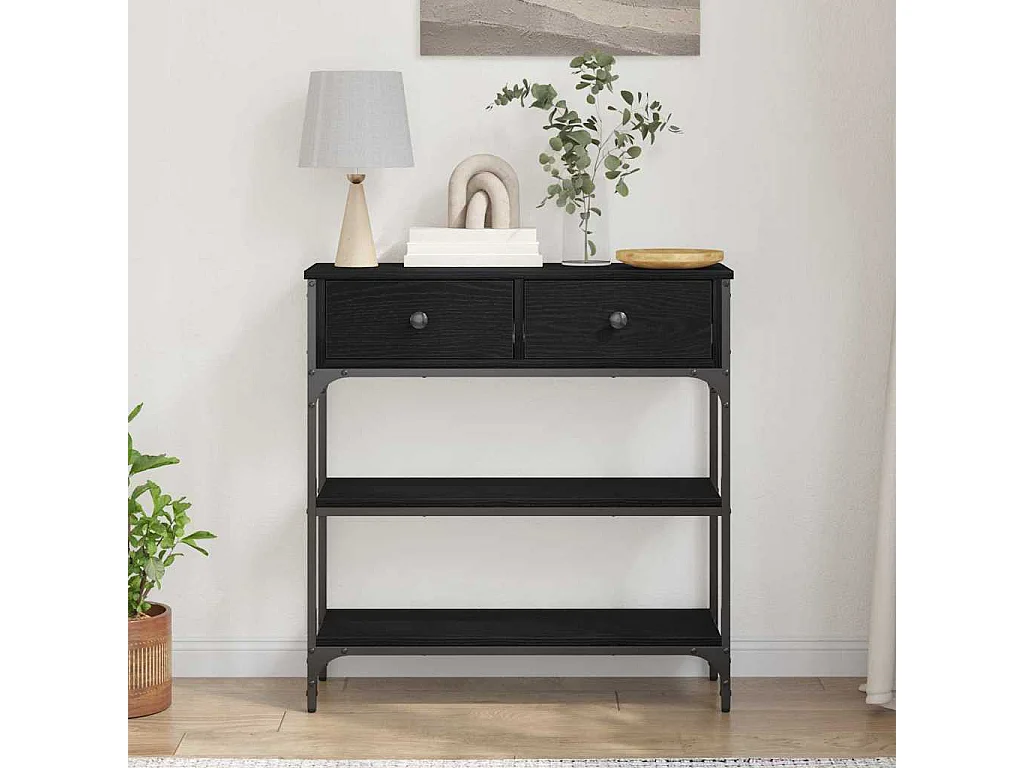 Table Console avec tiroir Chêne noir 72,5 x 25 x 75 cm