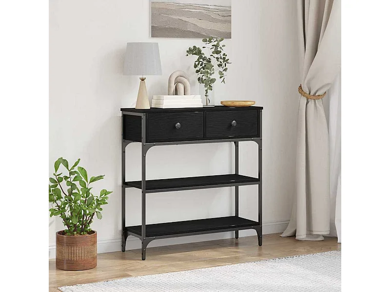 Console Tafel met lade met plank Zwart eiken 72.5 x 25 x 75 cm