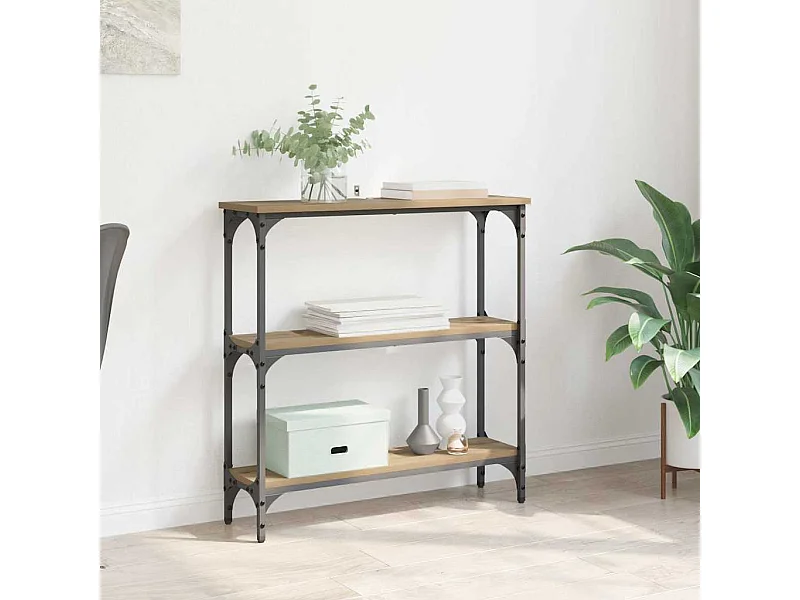 Wandtafel met plank artisanaal eikenkleurig 75 x 22.5 x 75 cm