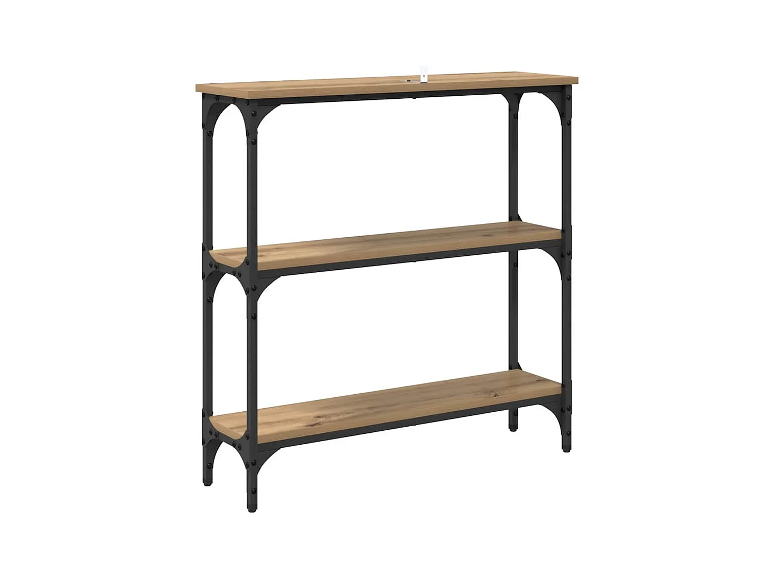 Table console avec étagère chêne artisanal 75 x 22.5 x 75 cm