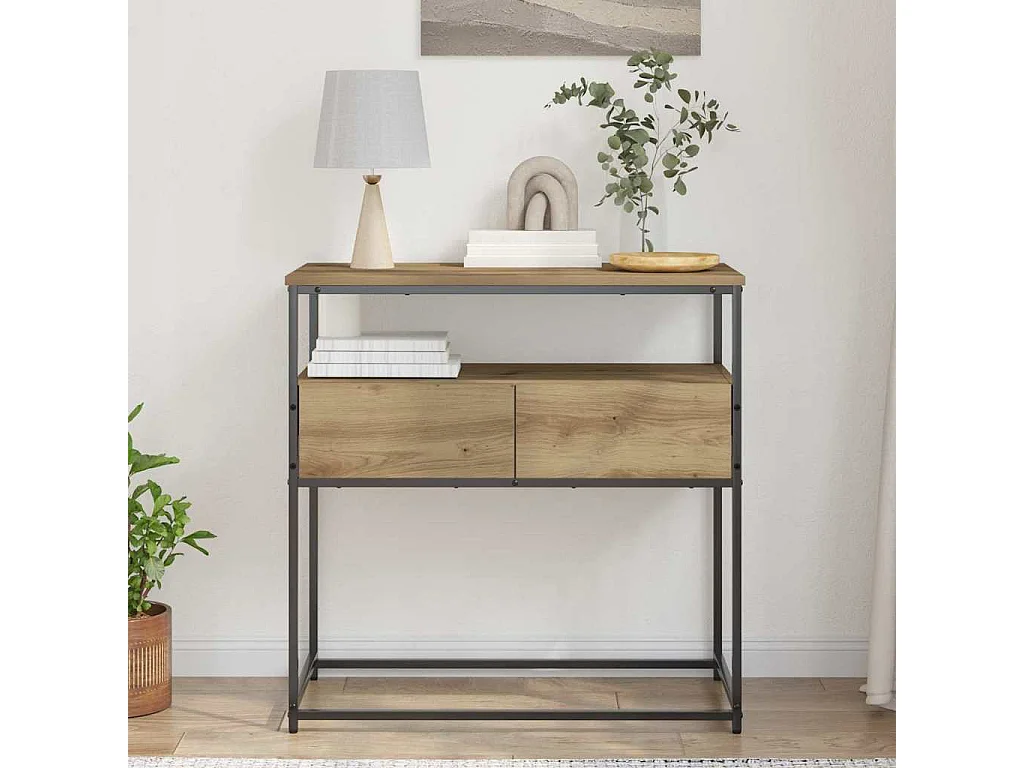 Console Tafel met lade artisanaal eikenkleurig 75 x 40 x 75 cm