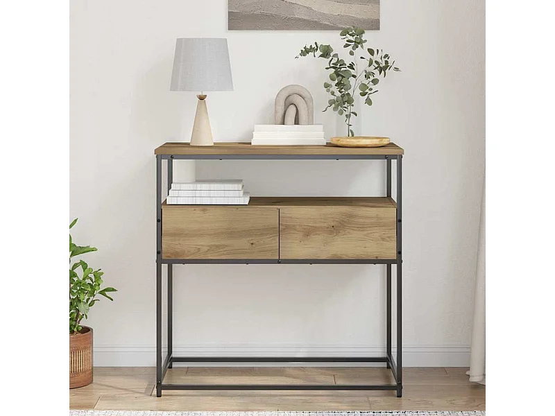 Mesa de Console com gaveta carvalho artisiano 75 x 40 x 75 cm