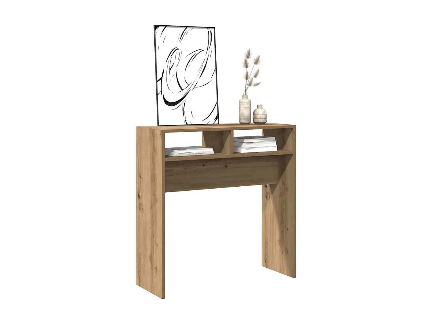 Table console chêne artisanal 78x30x80 cm bois d'ingénierie