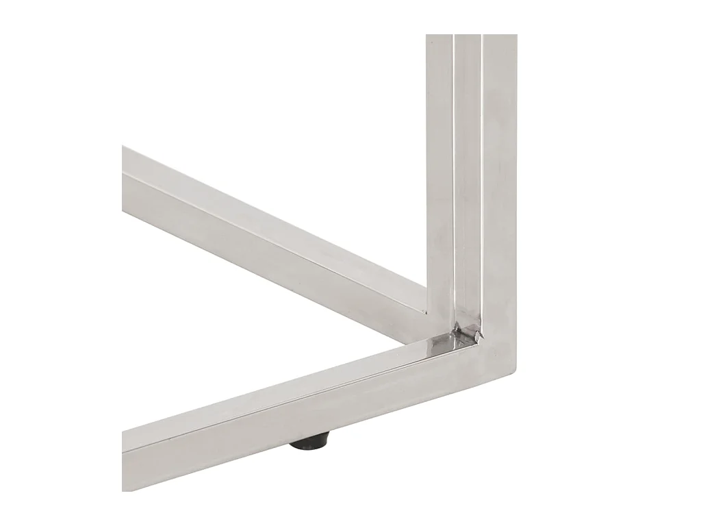 Table console argenté acier inoxydable et bois de mélèze massif