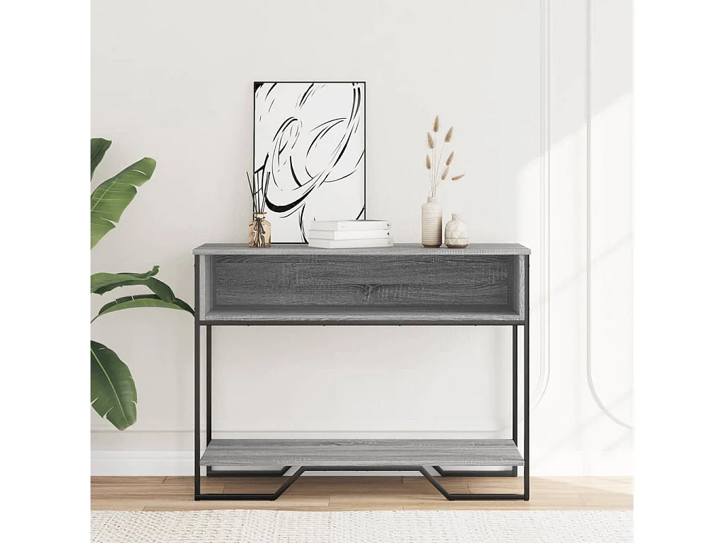 Table console sonoma gris 100x35x74,5 cm bois d'ingénierie