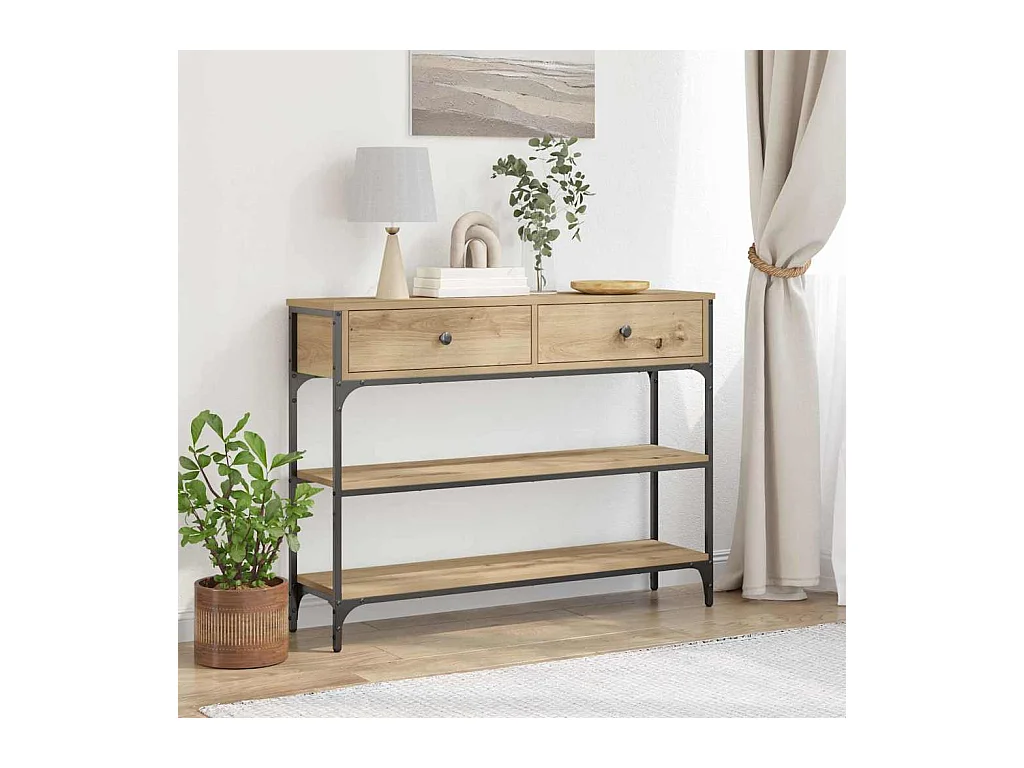 Mesa Consola con cajón Roble artisan 100 x 25 x 75 cm