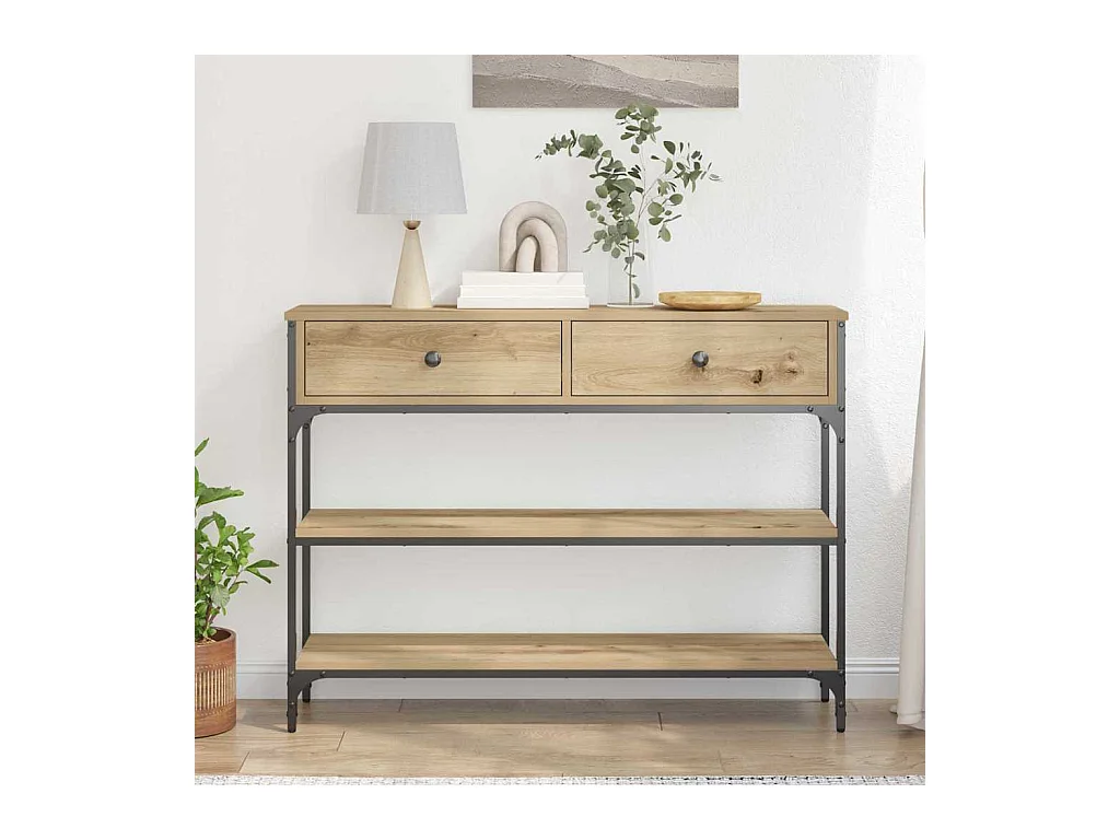 Mesa Consola con cajón Roble artisan 100 x 25 x 75 cm