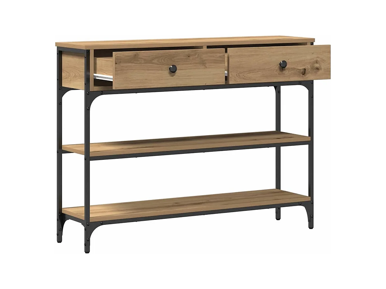 Mesa Consola con cajón Roble artisan 100 x 25 x 75 cm