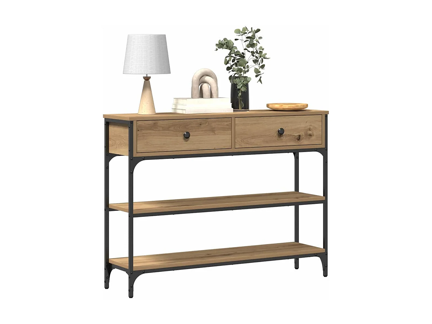 Table Console avec tiroir chêne artisanal 100 x 25 x 75 cm