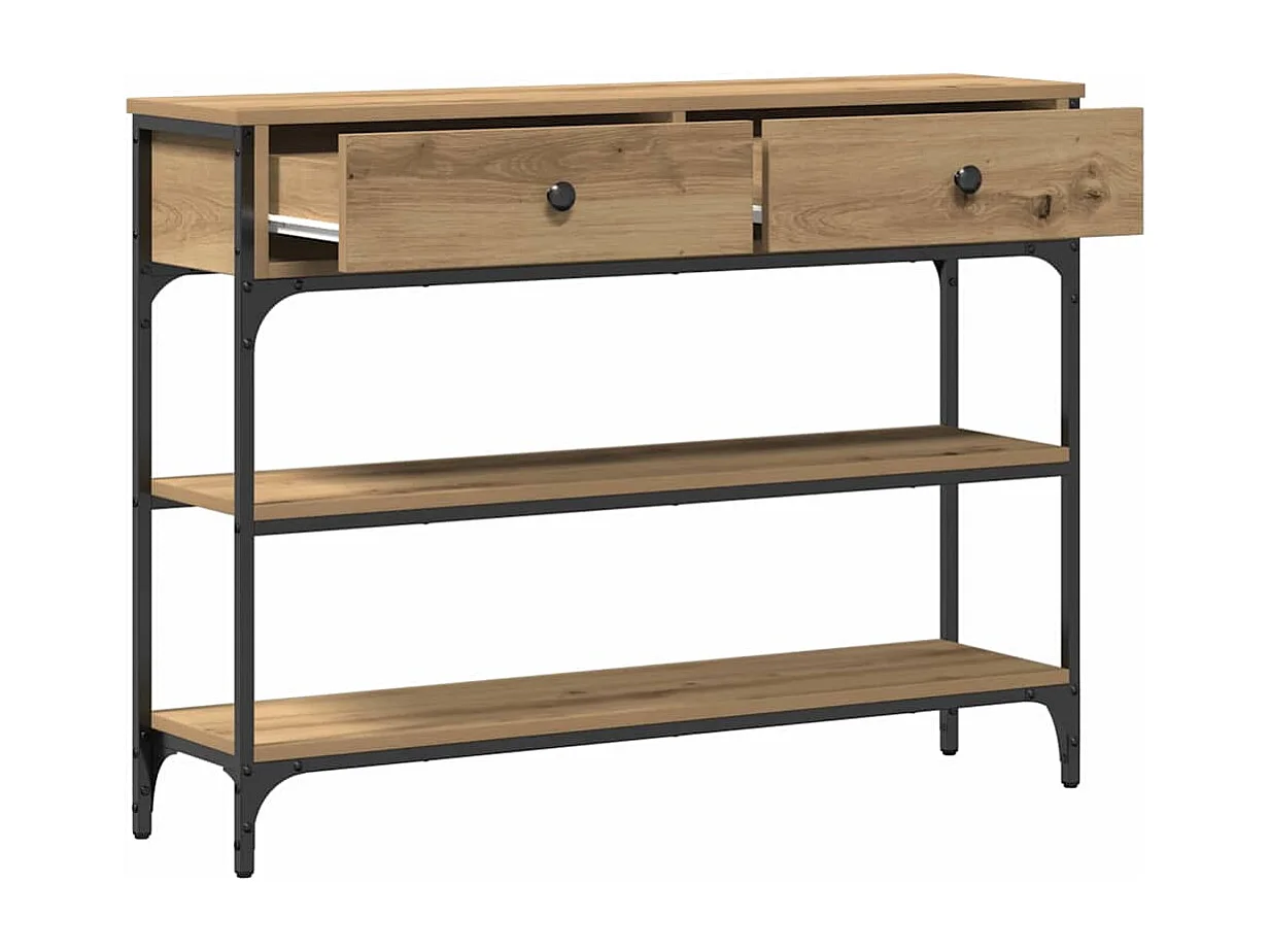 Table Console avec tiroir chêne artisanal 100 x 25 x 75 cm