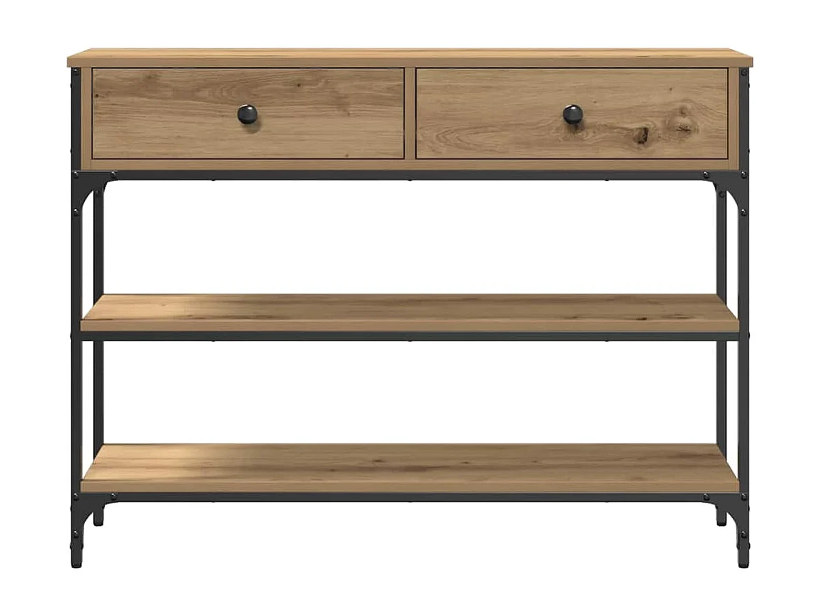 Table Console avec tiroir chêne artisanal 100 x 25 x 75 cm