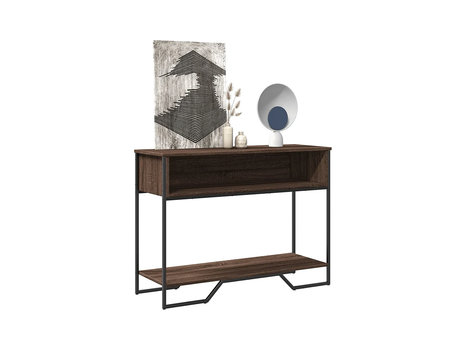 Mesa consola madera de ingeniería marrón roble 100x35x74,5 cm