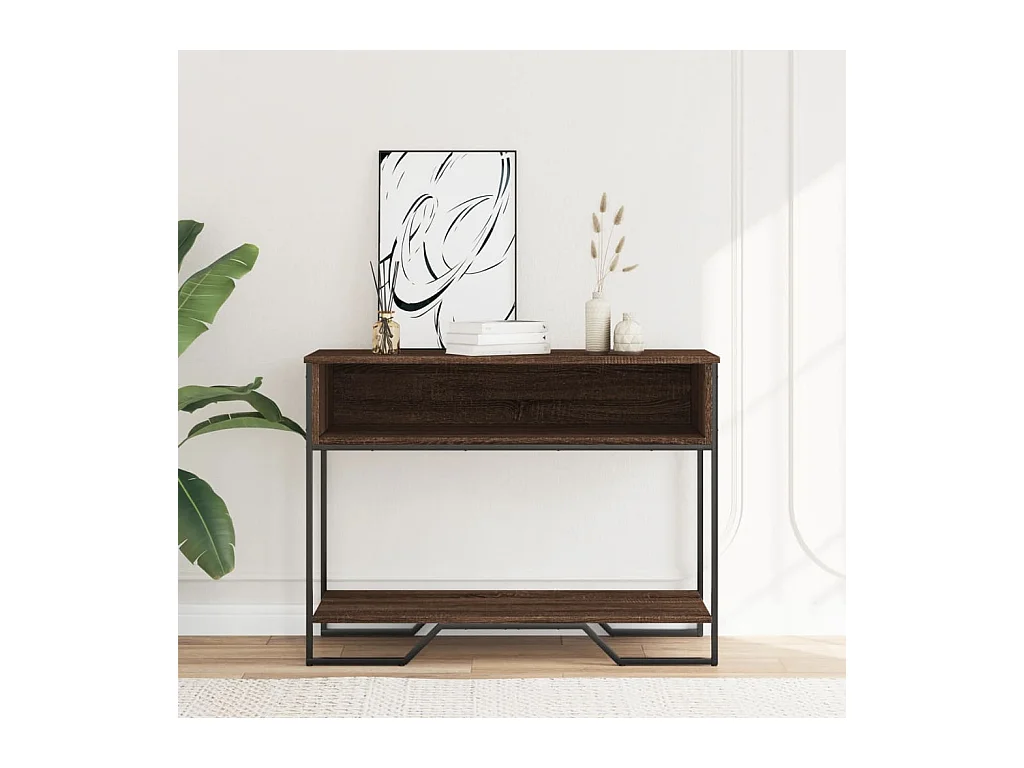 Mesa consola madera de ingeniería marrón roble 100x35x74,5 cm