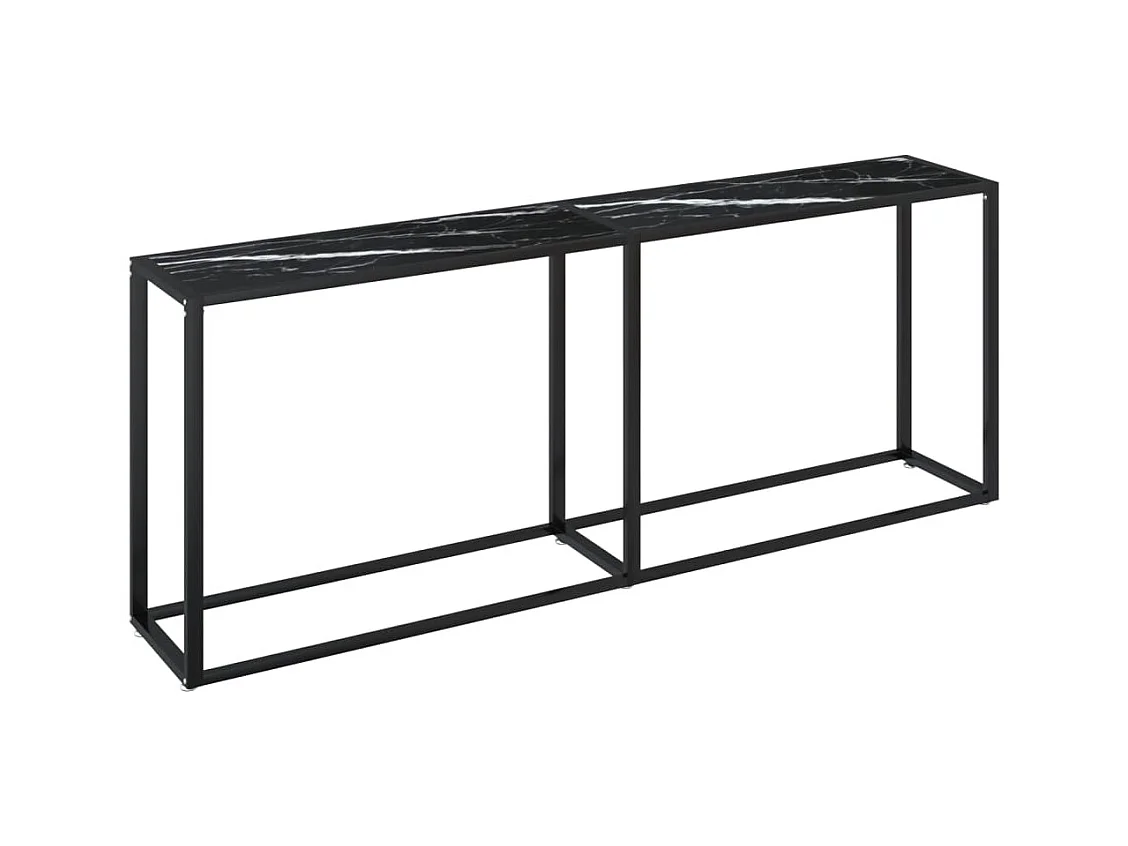 Mesa consola vidrio templado mármol negro 200x35x75,5 cm
