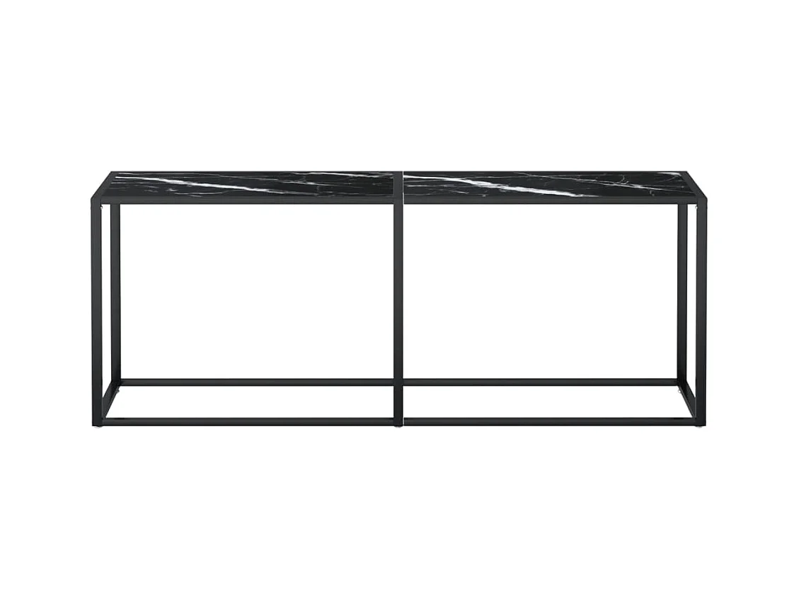 Mesa consola vidrio templado mármol negro 200x35x75,5 cm