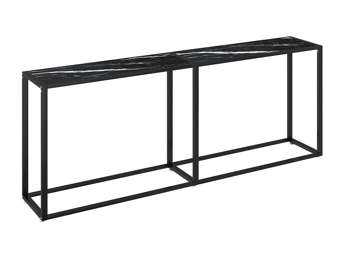 Table console Marbre noir 200x35x75,5 cm Verre trempé