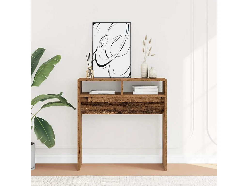 Table console vieux bois 78x30x80 cm bois d'ingénierie