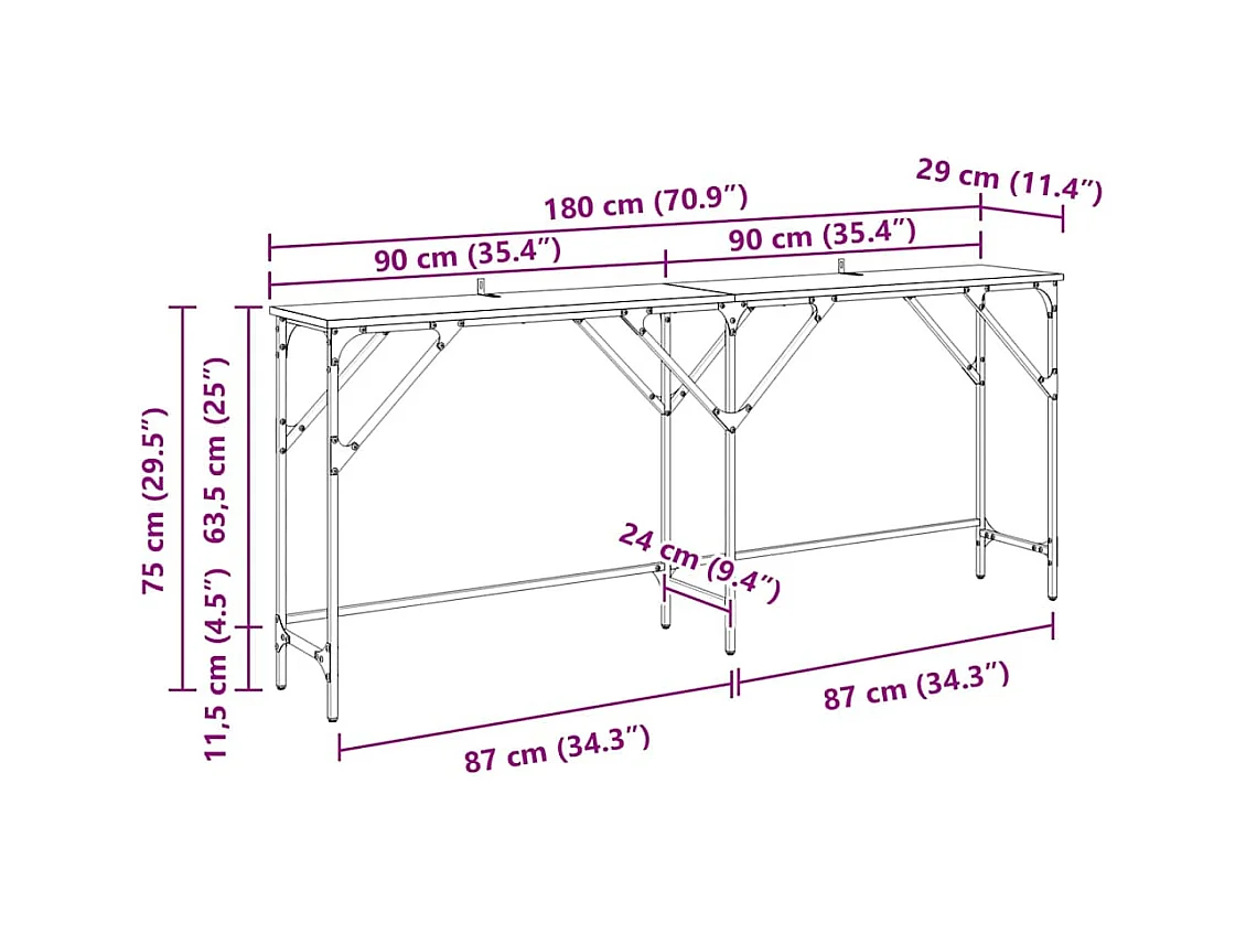 Mesa Consola Roble artisan 180 x 29 x 75 cm