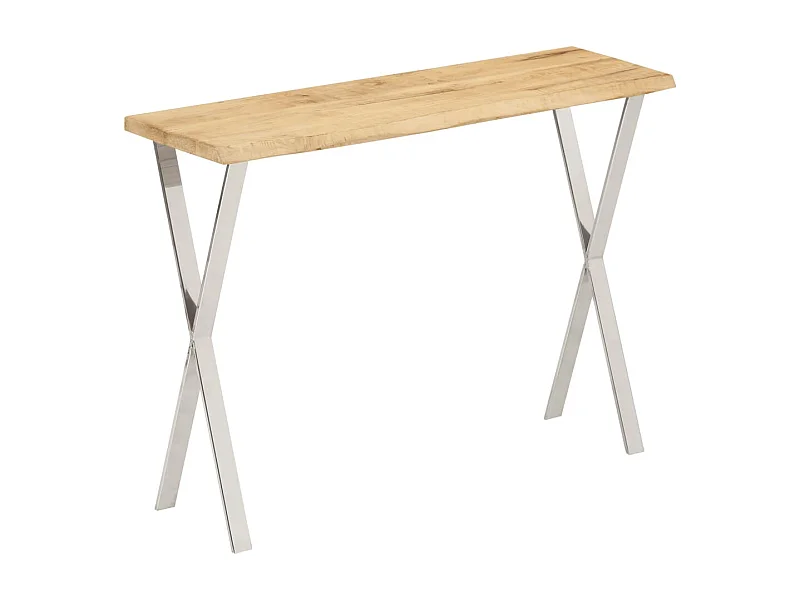 Mesa consola con borde natural madera mango maciza 105x33x76 cm