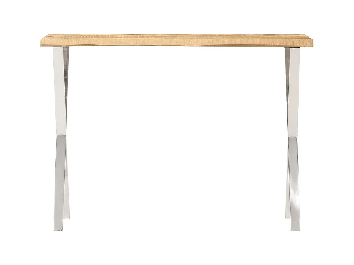 Mesa consola con borde natural madera mango maciza 105x33x76 cm
