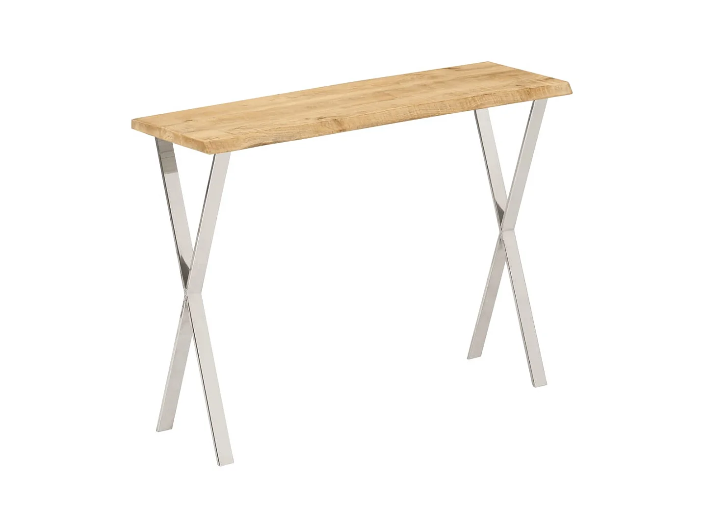 Mesa consola con borde natural madera mango maciza 105x33x76 cm