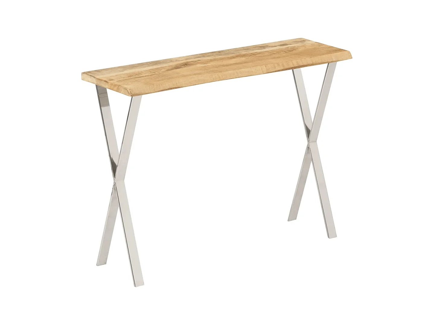 Mesa consola con borde natural madera mango maciza 105x33x76 cm