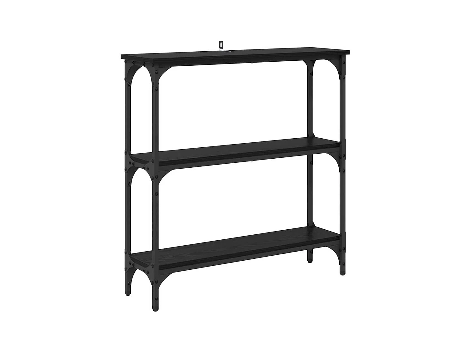 Table console avec étagère Chêne noir 75 x 22.5 x 75 cm