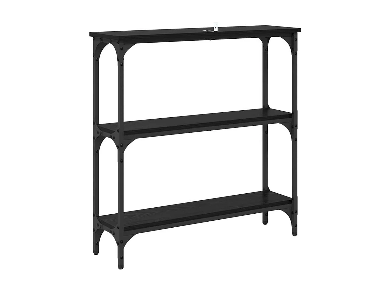 Table console avec étagère Chêne noir 75 x 22.5 x 75 cm