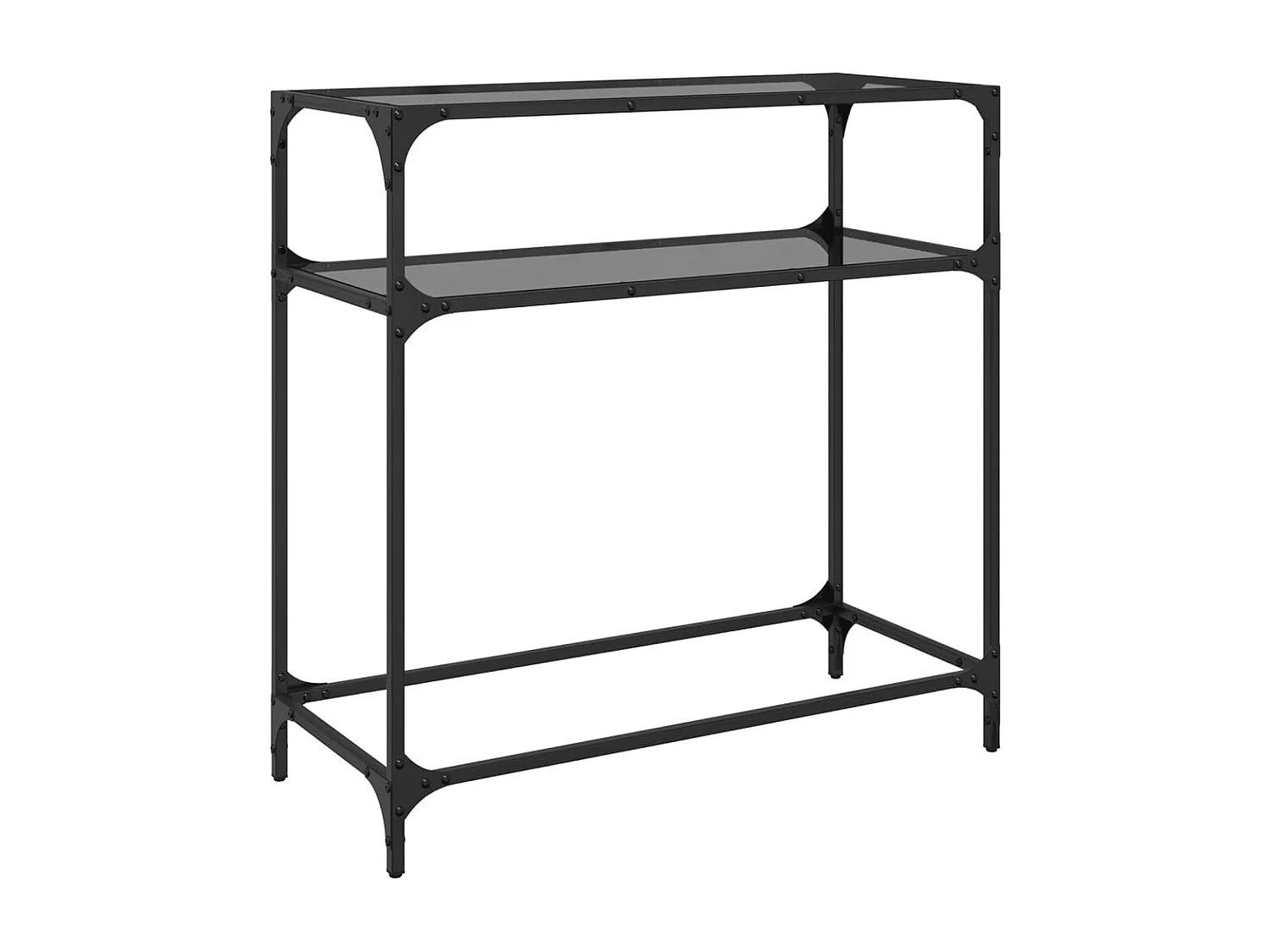 Table console avec dessus en verre noir 80x35x81 cm acier