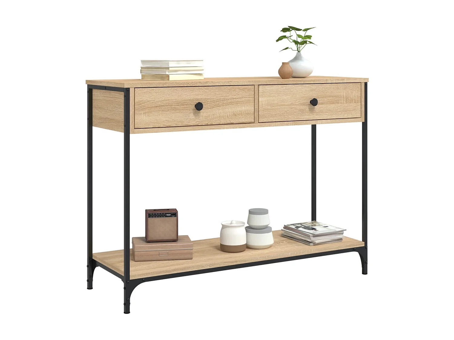 Table console chêne sonoma 100x34,5x75 cm bois d'ingénierie