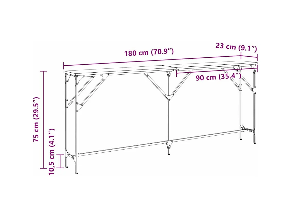 Mesa Consola Roble artisan 180 x 23 x 75 cm