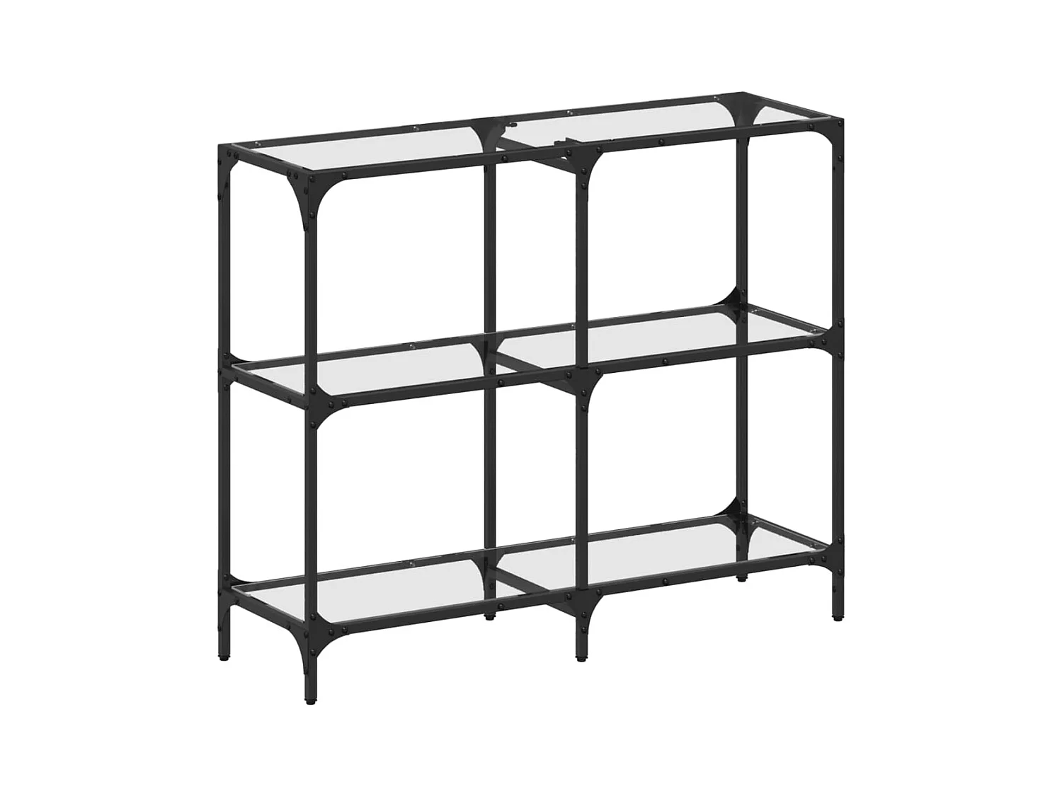 Table console avec dessus en verre transparent 98x30x81cm acier